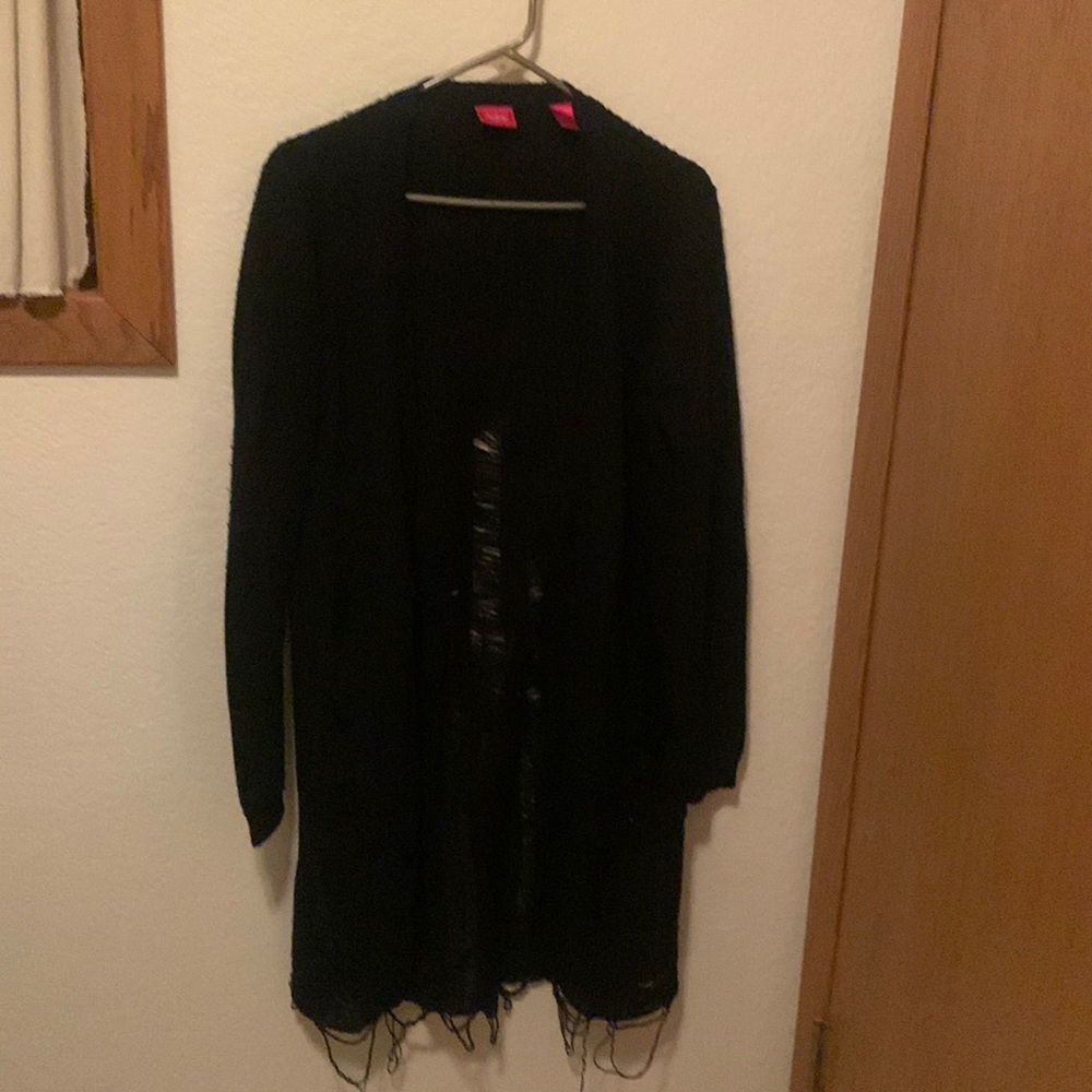 Fun Stressed Cardigan with holes Size Small